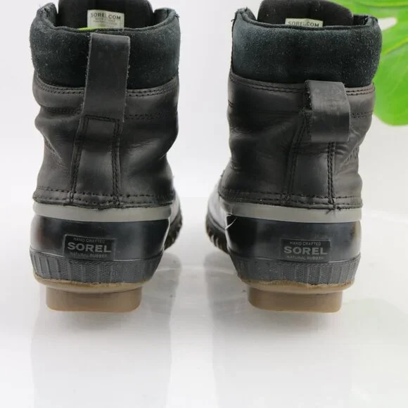 Sorel Womens Cheyenne Duck Boots Size 9 Waterproof Black Leather Lace Up Booties - Picture 6 of 10